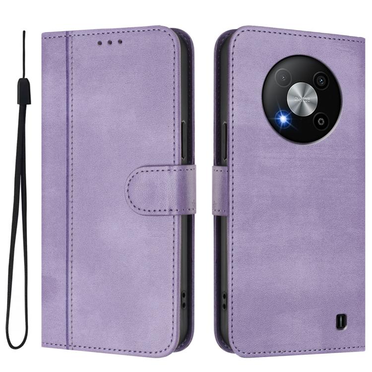 For ZTE Blade A73 5G Line Splicing Buckle Retro Leather Phone Case