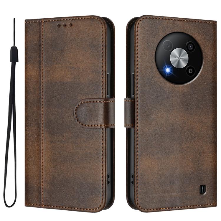 For ZTE Blade A73 5G Line Splicing Buckle Retro Leather Phone Case