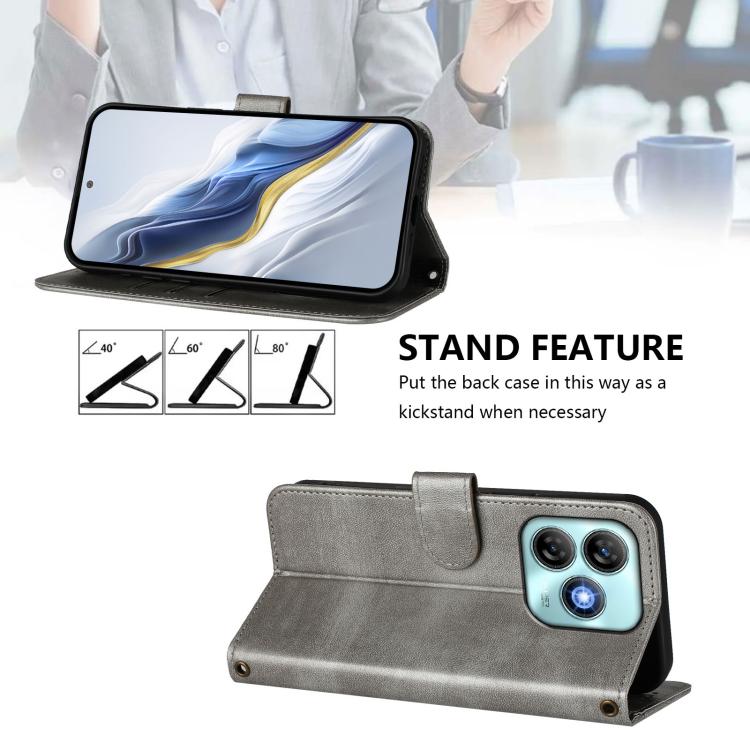 For ZTE Blade A75 4G Line Splicing Buckle Retro Leather Phone Case