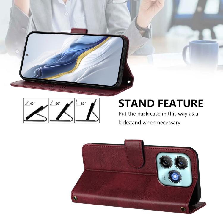 For ZTE Blade A75 4G Line Splicing Buckle Retro Leather Phone Case