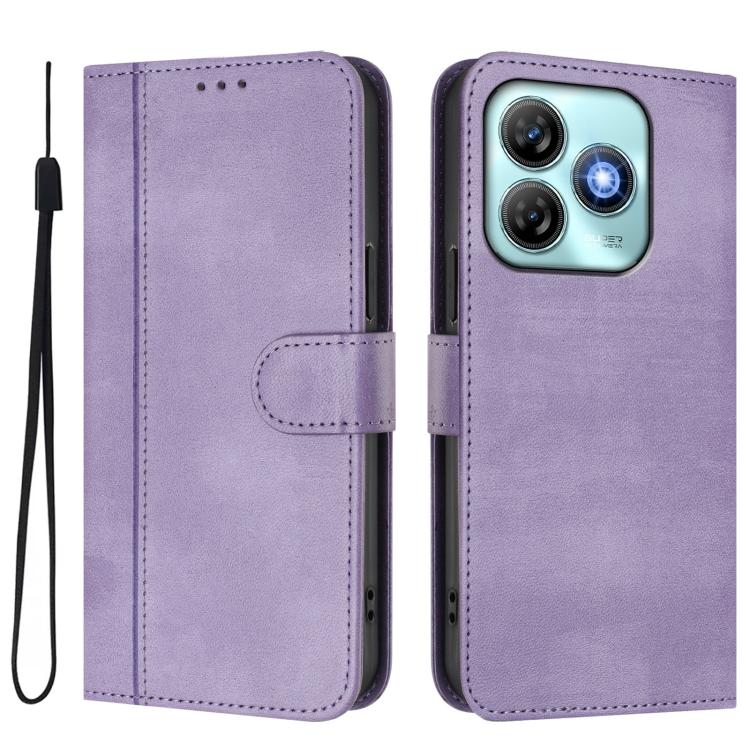 For ZTE Blade A75 4G Line Splicing Buckle Retro Leather Phone Case