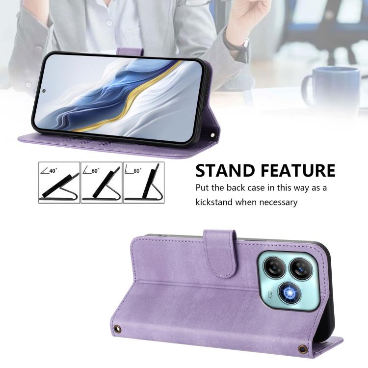For ZTE Blade A75 4G Line Splicing Buckle Retro Leather Phone Case