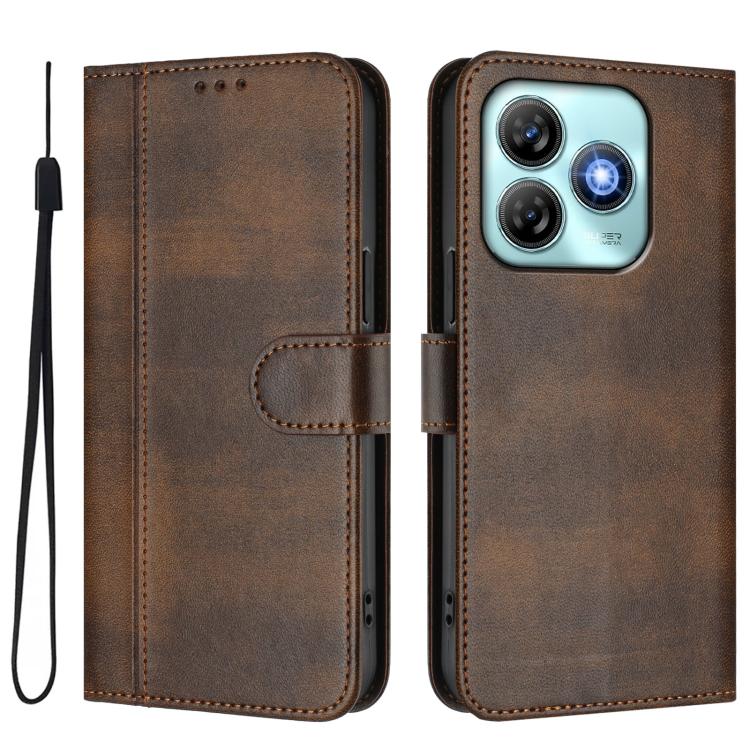 For ZTE Blade A75 4G Line Splicing Buckle Retro Leather Phone Case