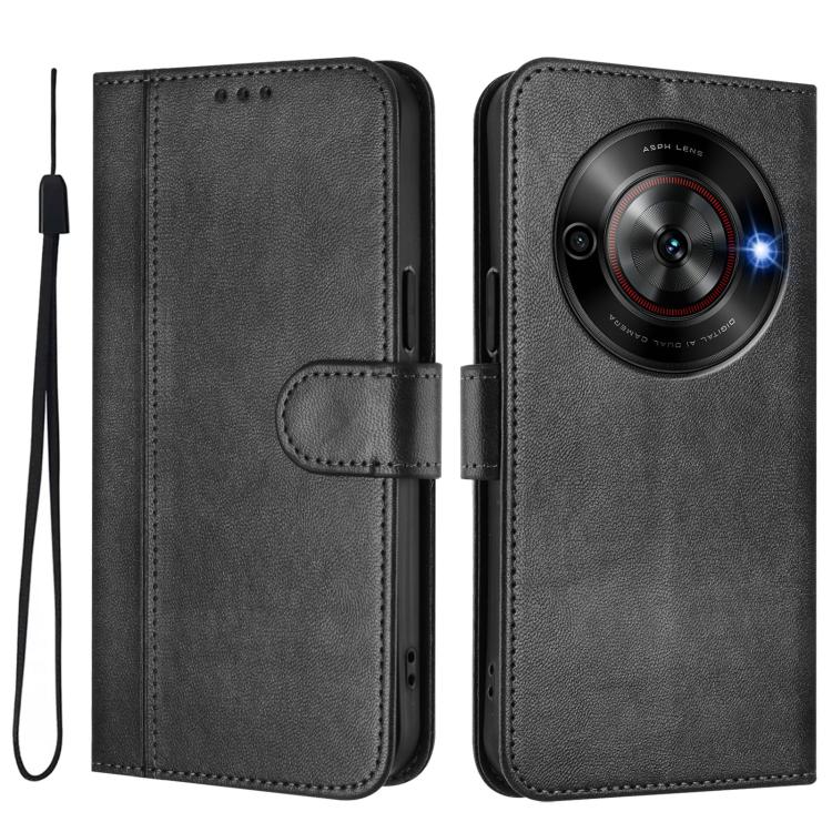 For ZTE Blade A75 5G / Nubia Focus 5G Line Splicing Buckle Retro Leather Phone Case