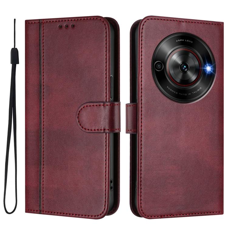 For ZTE Blade A75 5G / Nubia Focus 5G Line Splicing Buckle Retro Leather Phone Case