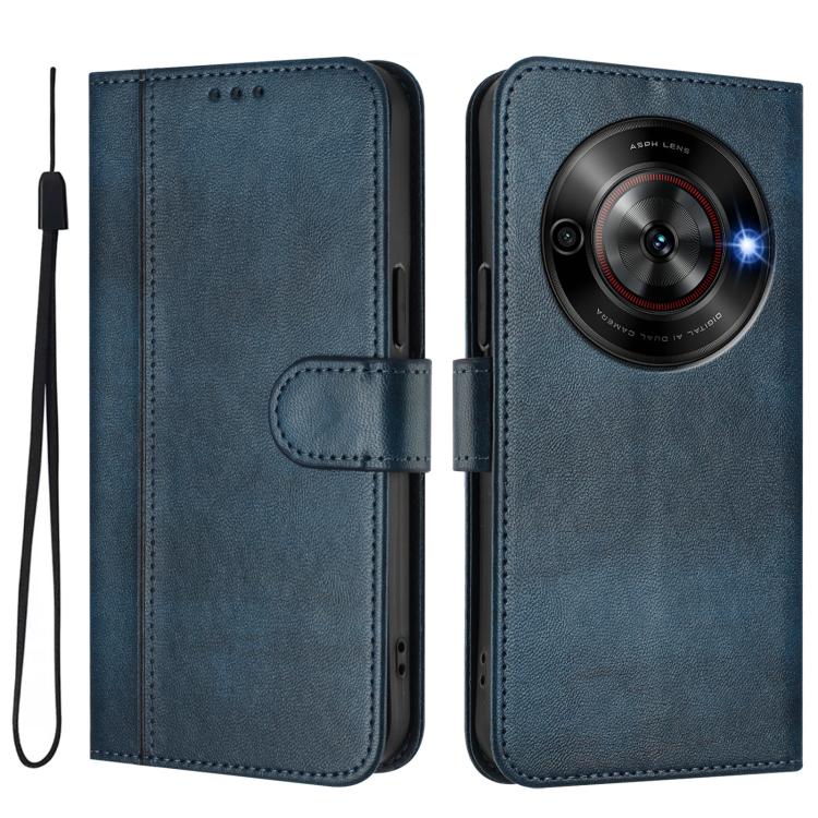 For ZTE Blade A75 5G / Nubia Focus 5G Line Splicing Buckle Retro Leather Phone Case