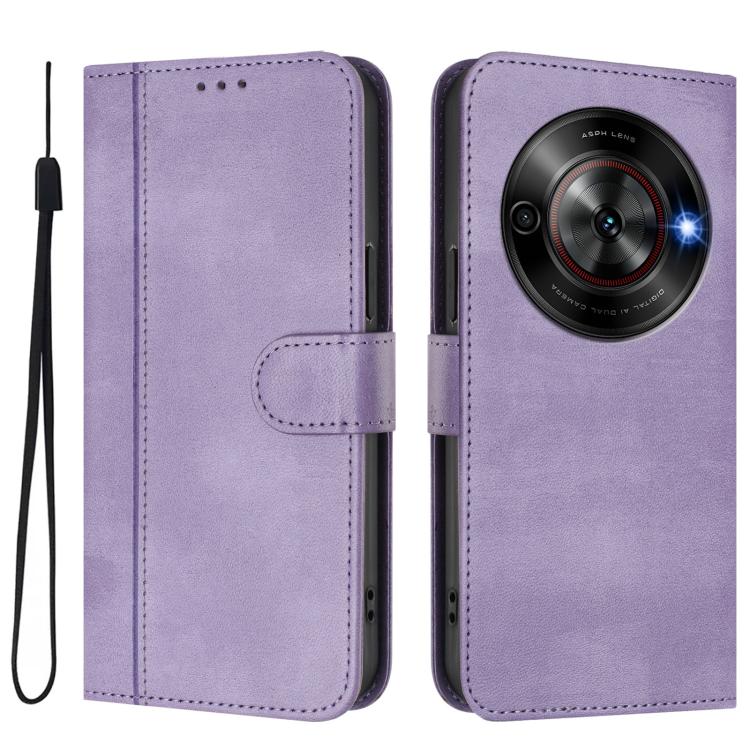 For ZTE Blade A75 5G / Nubia Focus 5G Line Splicing Buckle Retro Leather Phone Case
