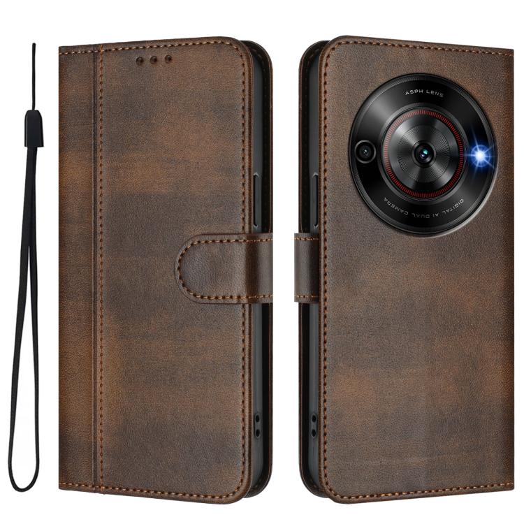 For ZTE Blade A75 5G / Nubia Focus 5G Line Splicing Buckle Retro Leather Phone Case