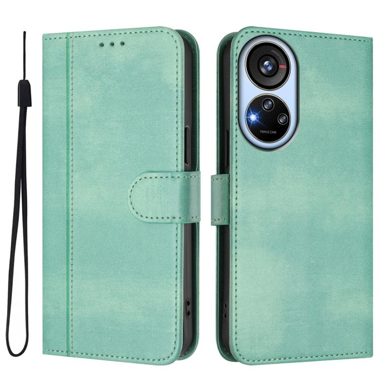 For ZTE Blade V40s Line Splicing Buckle Retro Leather Phone Case