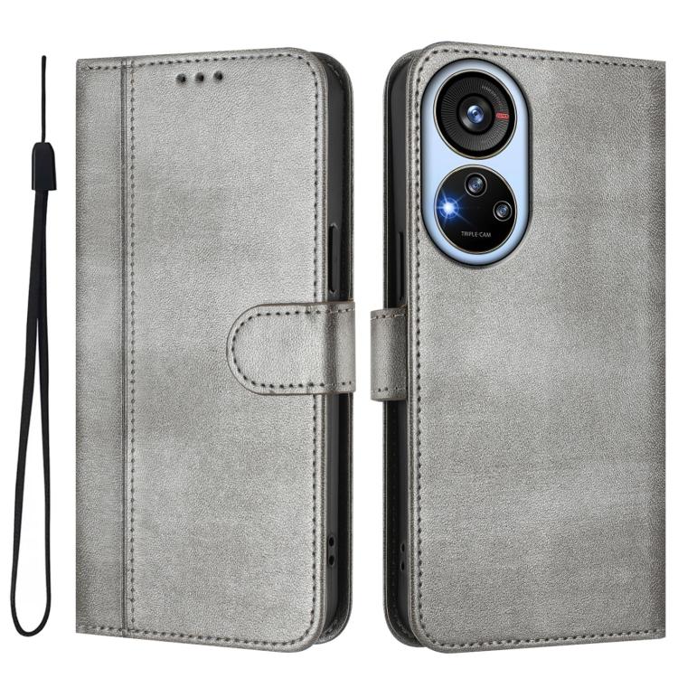For ZTE Blade V40s Line Splicing Buckle Retro Leather Phone Case