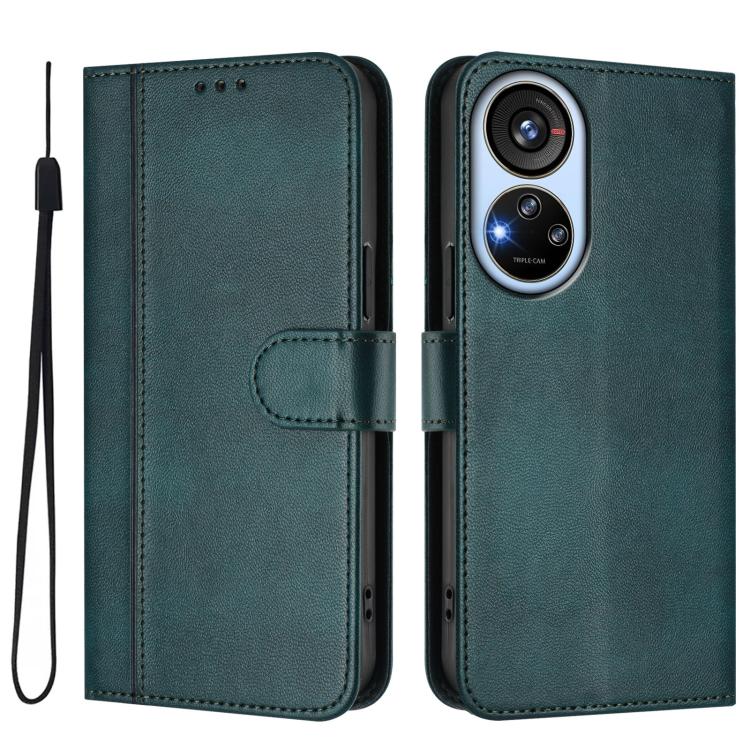 For ZTE Blade V40s Line Splicing Buckle Retro Leather Phone Case
