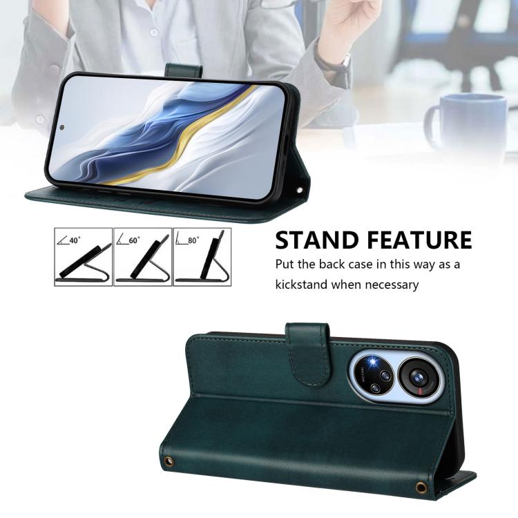 For ZTE Blade V40s Line Splicing Buckle Retro Leather Phone Case