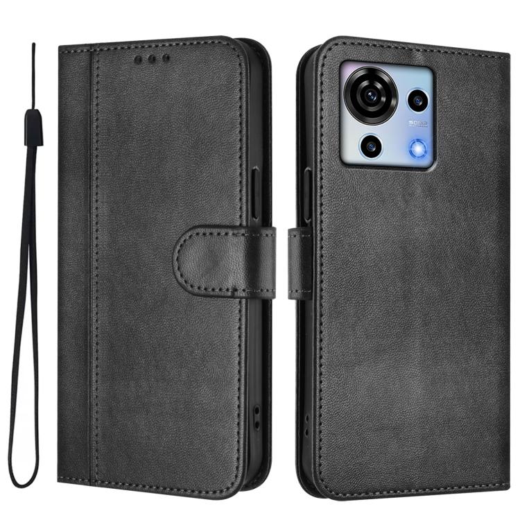 For ZTE Blade V50 Vita Line Splicing Buckle Retro Leather Phone Case