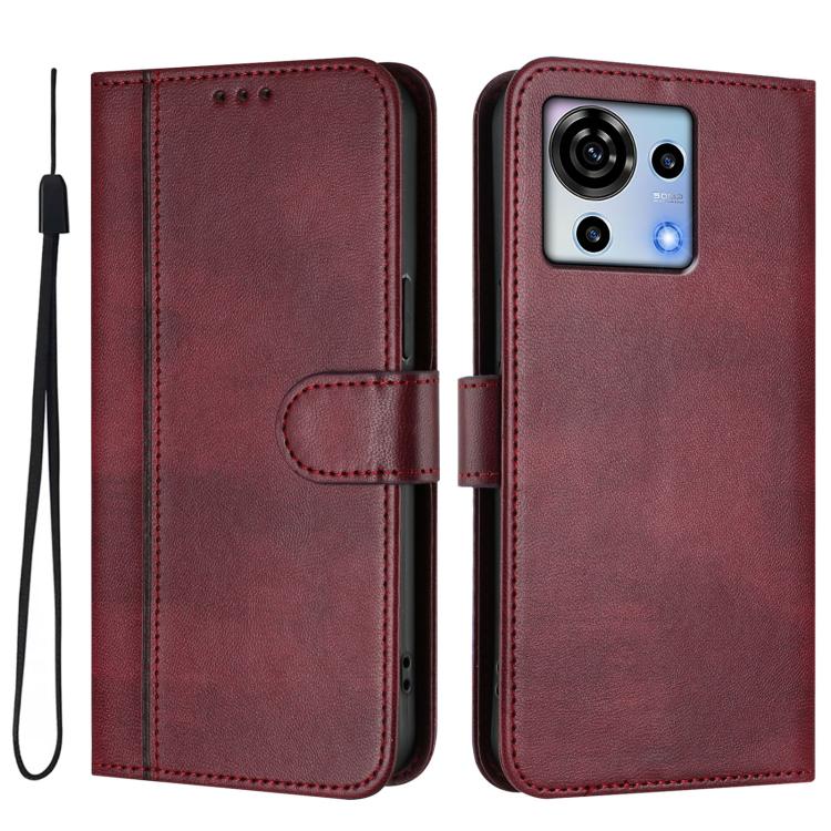 For ZTE Blade V50 Vita Line Splicing Buckle Retro Leather Phone Case