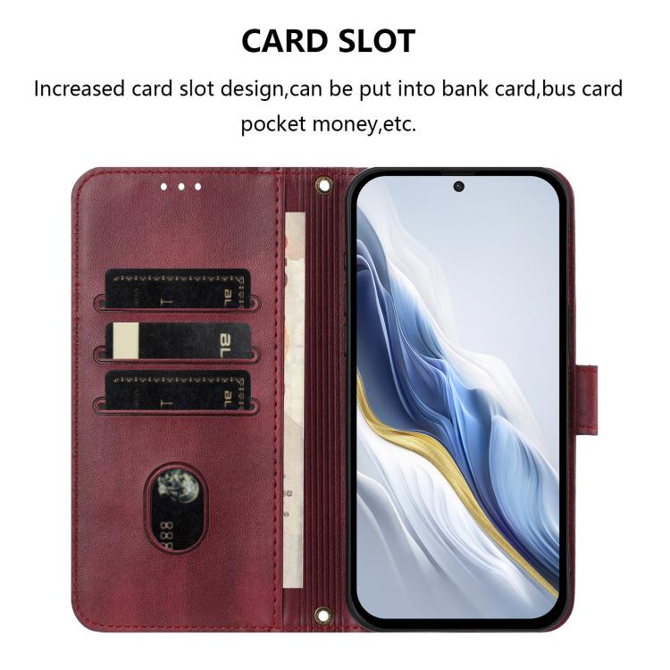 For ZTE Blade V50 Vita Line Splicing Buckle Retro Leather Phone Case