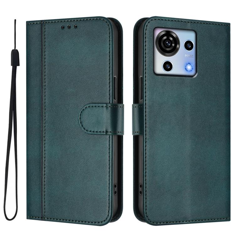 For ZTE Blade V50 Vita Line Splicing Buckle Retro Leather Phone Case