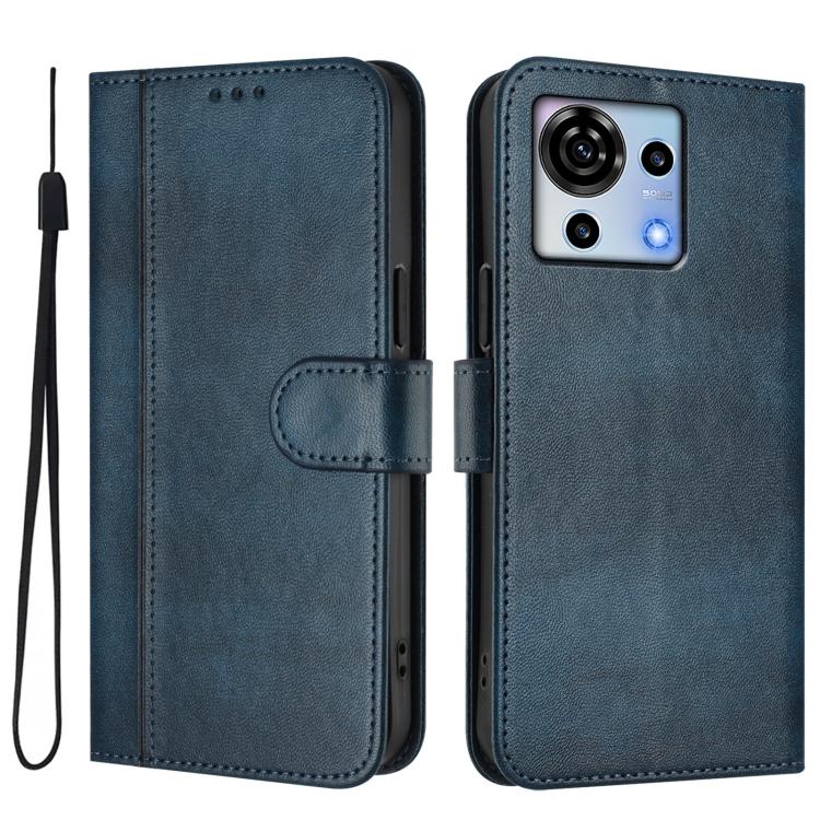 For ZTE Blade V50 Vita Line Splicing Buckle Retro Leather Phone Case