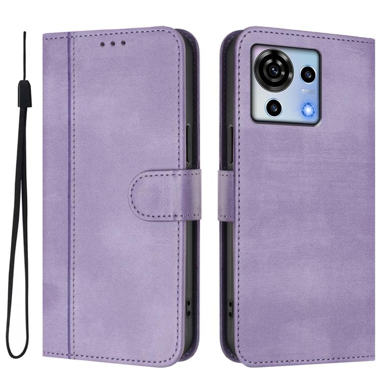 For ZTE Blade V50 Vita Line Splicing Buckle Retro Leather Phone Case