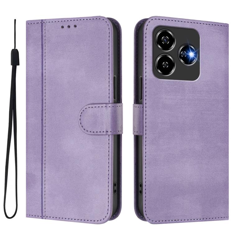 For ZTE Blade V60 Vita / V60 Design Line Splicing Buckle Retro Leather Phone Case