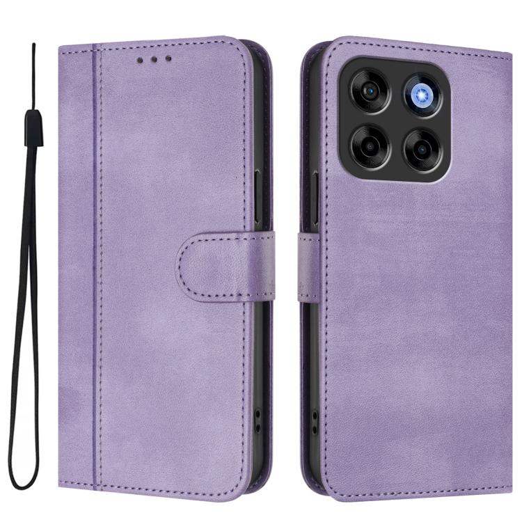 For ZTE Blade V70 Line Splicing Buckle Retro Leather Phone Case