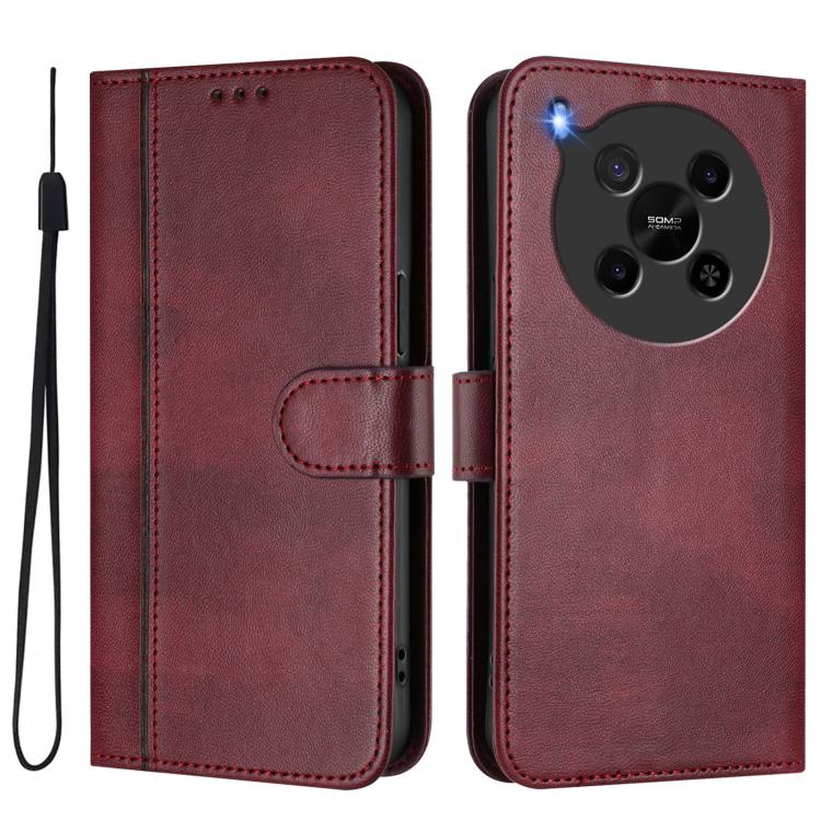 For ZTE Blade V70 Max Line Splicing Buckle Retro Leather Phone Case
