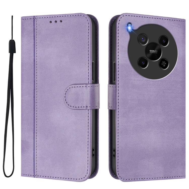 For ZTE Blade V70 Max Line Splicing Buckle Retro Leather Phone Case