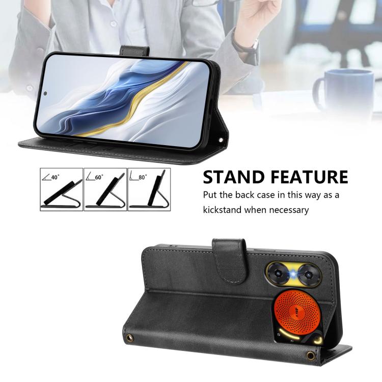 For ZTE Nubia Music 2 Line Splicing Buckle Retro Leather Phone Case