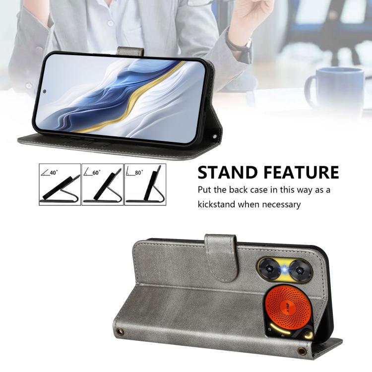 For ZTE Nubia Music 2 Line Splicing Buckle Retro Leather Phone Case