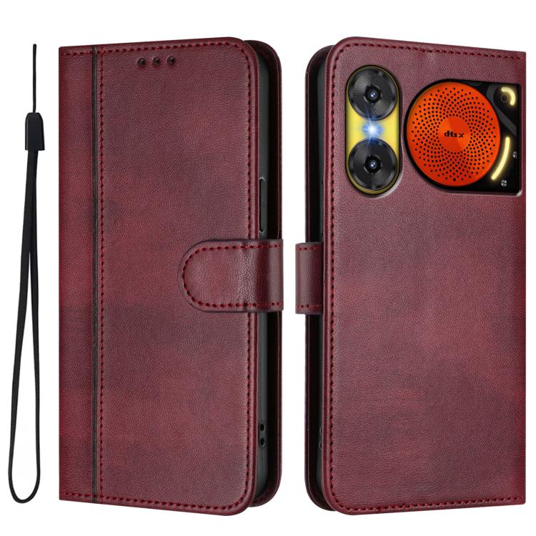 For ZTE Nubia Music 2 Line Splicing Buckle Retro Leather Phone Case