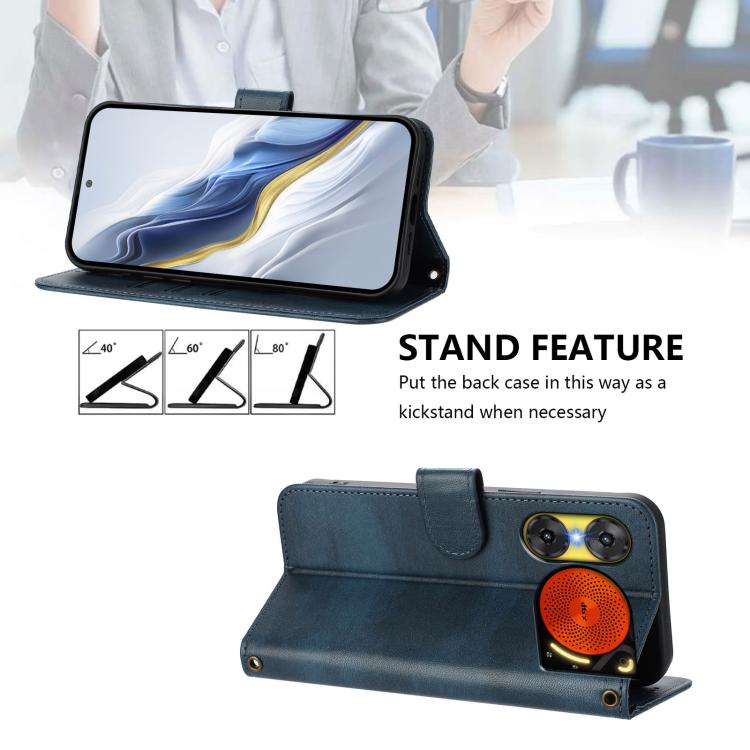 For ZTE Nubia Music 2 Line Splicing Buckle Retro Leather Phone Case