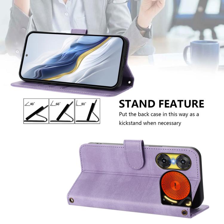 For ZTE Nubia Music 2 Line Splicing Buckle Retro Leather Phone Case