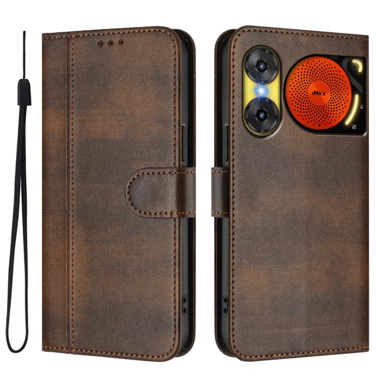 For ZTE Nubia Music 2 Line Splicing Buckle Retro Leather Phone Case