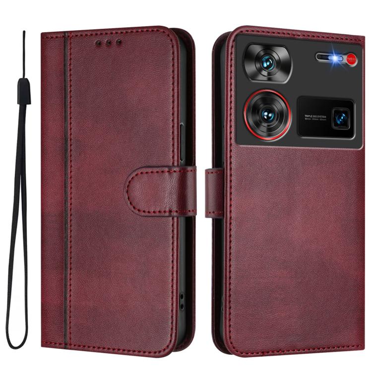 For ZTE Nubia Z60 Ultra Line Splicing Buckle Retro Leather Phone Case