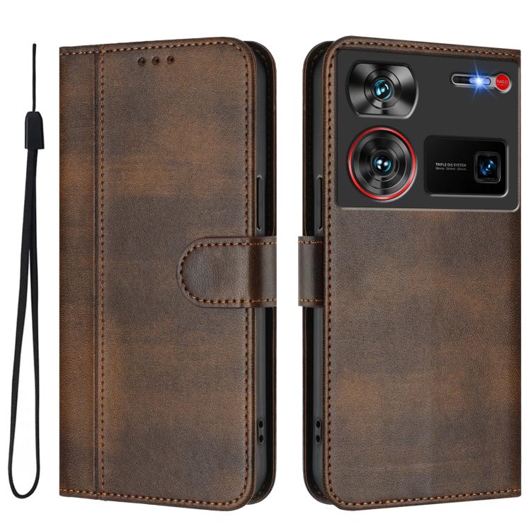 For ZTE Nubia Z60 Ultra Line Splicing Buckle Retro Leather Phone Case