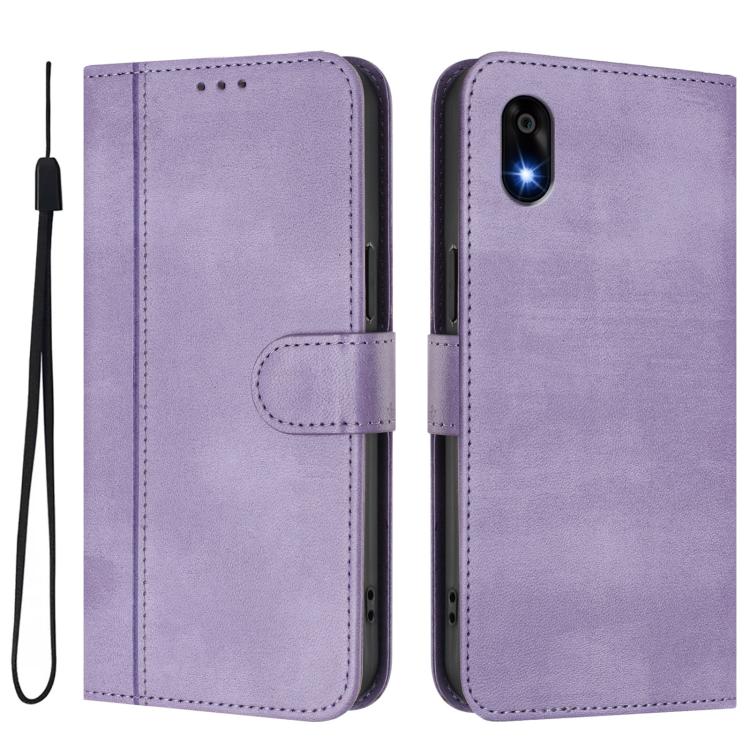 For ZTE Kantan Sumaho 4 A402ZT Line Splicing Buckle Retro Leather Phone Case