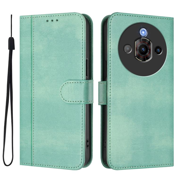 For ZTE Nubia Focus Pro 5G Line Splicing Buckle Retro Leather Phone Case