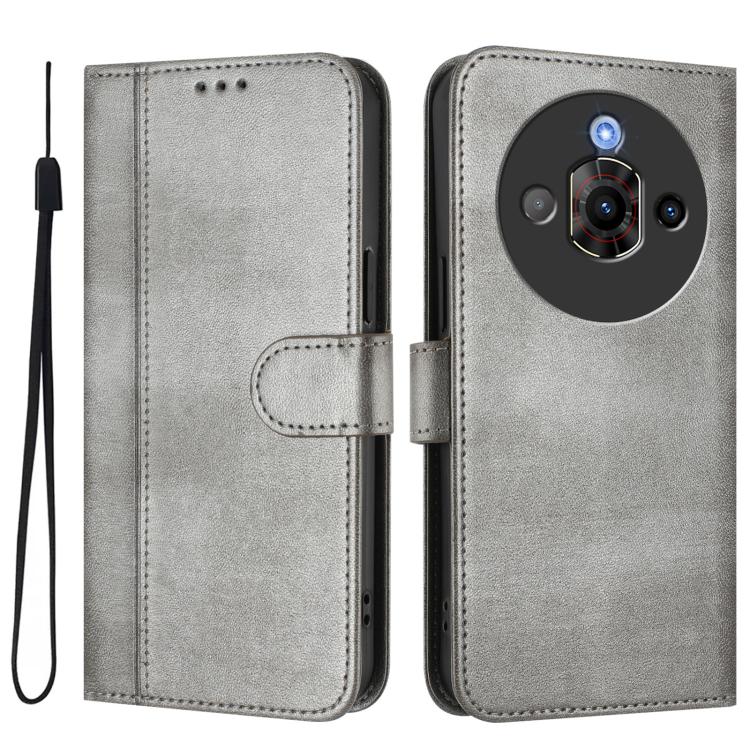For ZTE Nubia Focus Pro 5G Line Splicing Buckle Retro Leather Phone Case