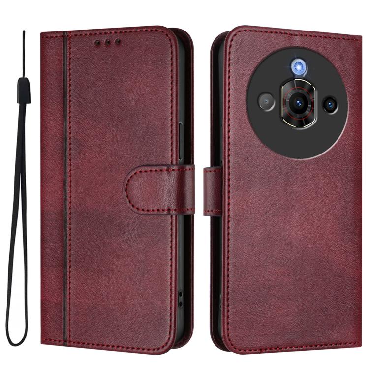 For ZTE Nubia Focus Pro 5G Line Splicing Buckle Retro Leather Phone Case