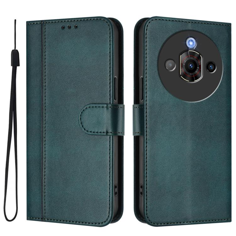 For ZTE Nubia Focus Pro 5G Line Splicing Buckle Retro Leather Phone Case