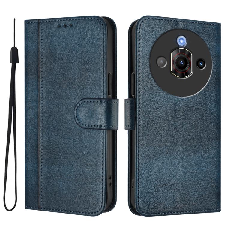 For ZTE Nubia Focus Pro 5G Line Splicing Buckle Retro Leather Phone Case
