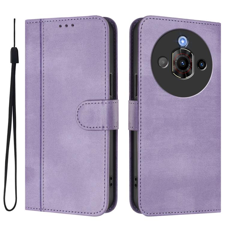 For ZTE Nubia Focus Pro 5G Line Splicing Buckle Retro Leather Phone Case