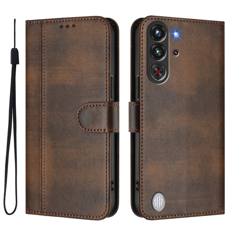 For ZTE Nubia RedMagic 10 Pro Line Splicing Buckle Retro Leather Phone Case
