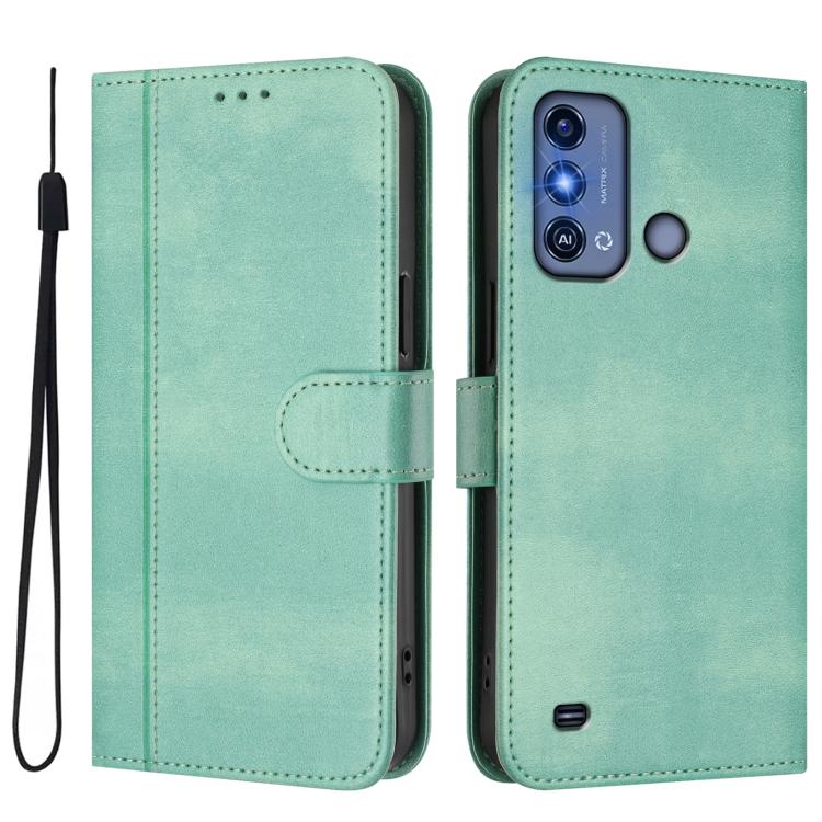 For ZTE Blade A53 Pro Line Splicing Buckle Retro Leather Phone Case