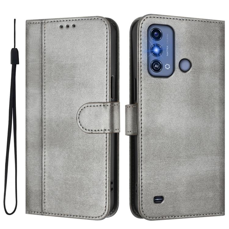 For ZTE Blade A53 Pro Line Splicing Buckle Retro Leather Phone Case