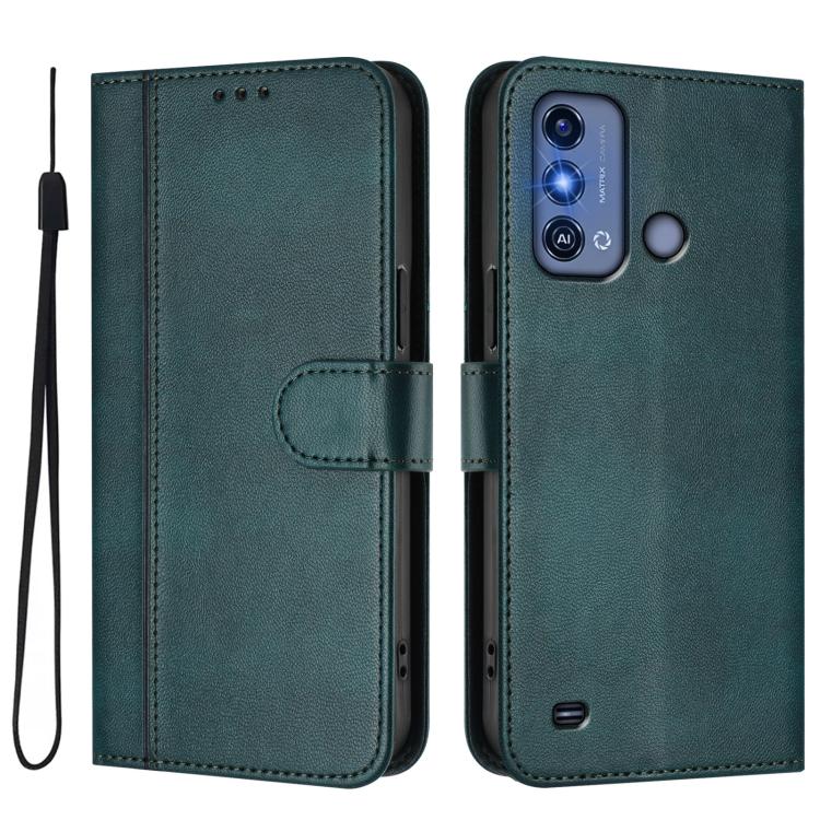 For ZTE Blade A53 Pro Line Splicing Buckle Retro Leather Phone Case