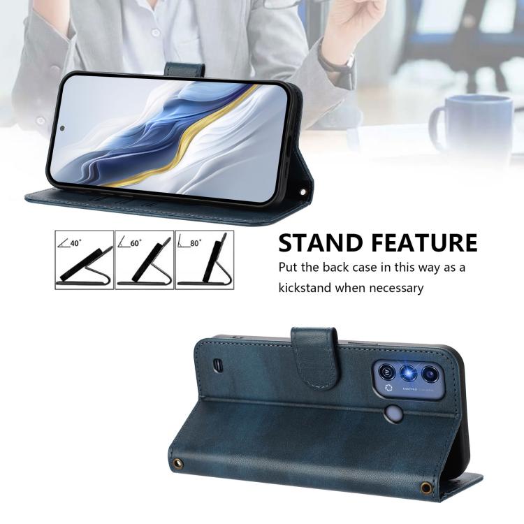 For ZTE Blade A53 Pro Line Splicing Buckle Retro Leather Phone Case