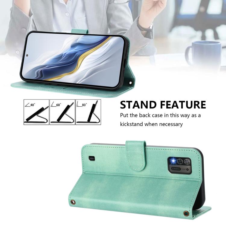 For ZTE Blade A52 Lite Line Splicing Buckle Retro Leather Phone Case