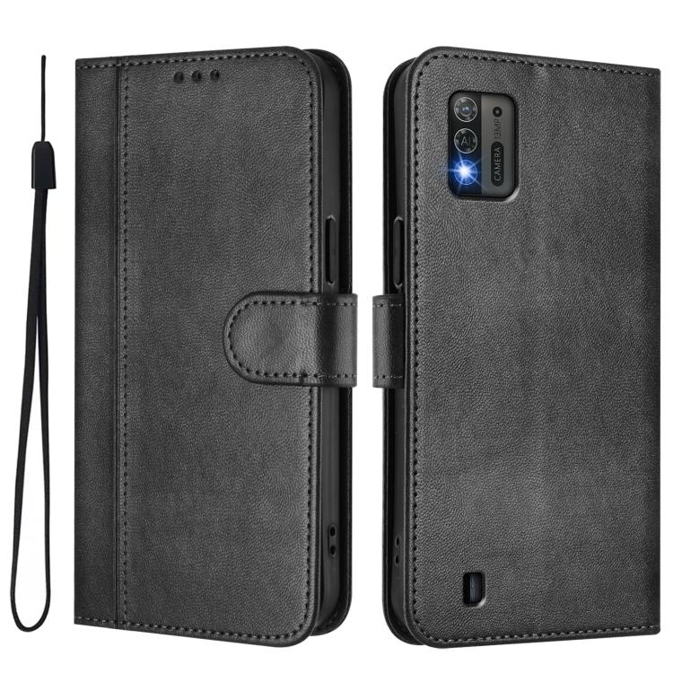 For ZTE Blade A52 Lite Line Splicing Buckle Retro Leather Phone Case