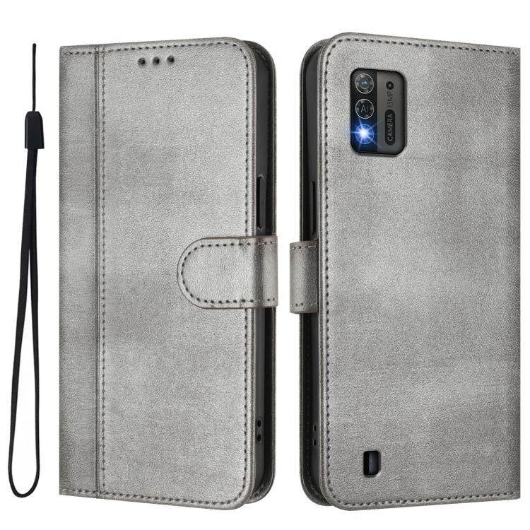 For ZTE Blade A52 Lite Line Splicing Buckle Retro Leather Phone Case