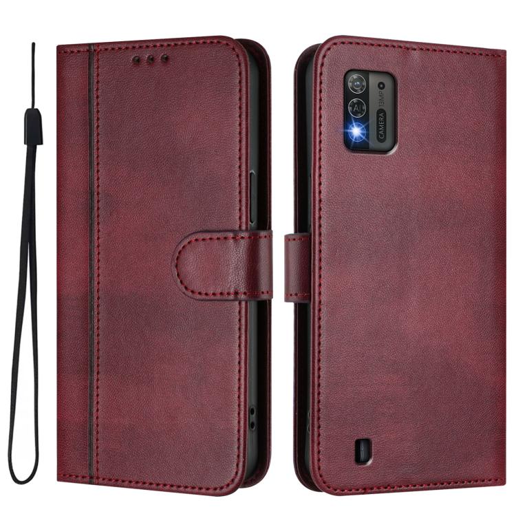 For ZTE Blade A52 Lite Line Splicing Buckle Retro Leather Phone Case